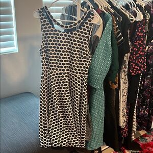 Navy and Cream Polka Dot Dress